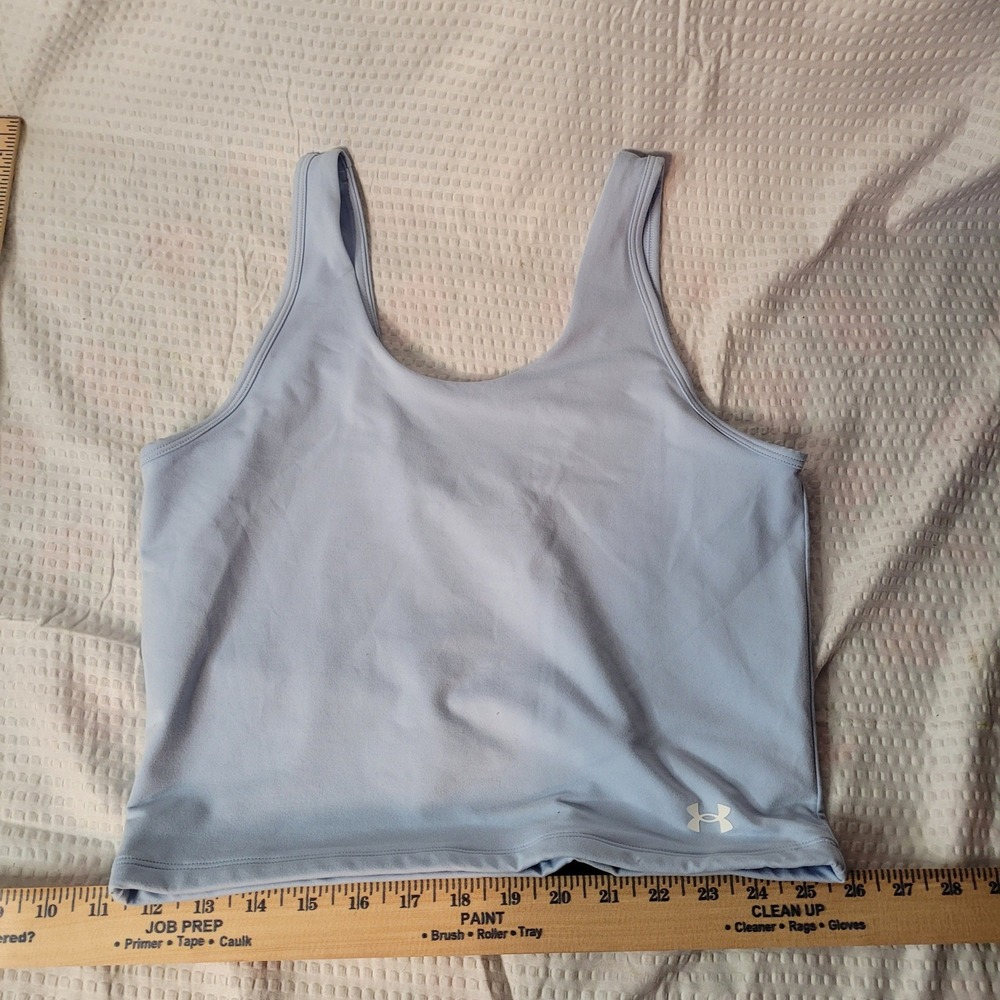 Under Armour Womens Light Blue Cropped Tank Top Athletic Workout Shirt Large